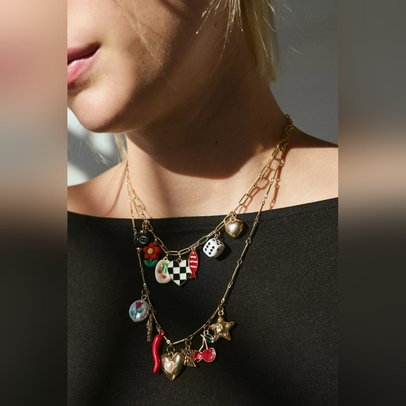 Collier Urban Outfitters Doré Avec Petit Cristal - Bijou Fantaisie Neuf (sans Emballage)